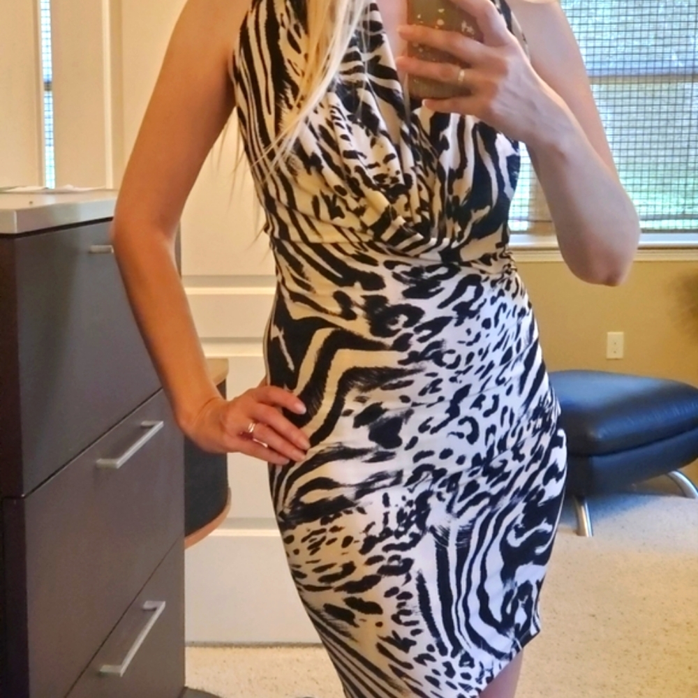 COPY - NWT Bebe dress animal print cowel neck size M